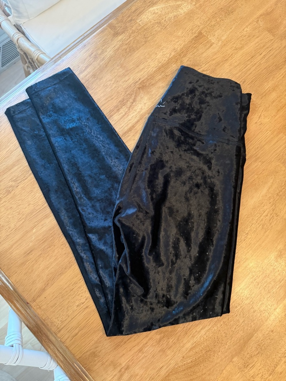 Beyond Yoga Black Crushed Velvet Leggings - Sleek Stretch